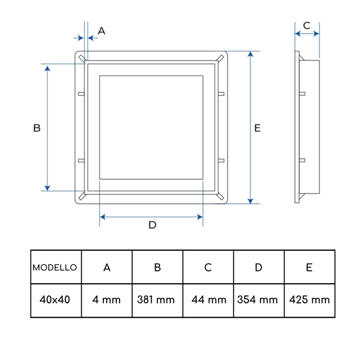 Chiusino in PVC completo di telaio Dakota classe A15 -12