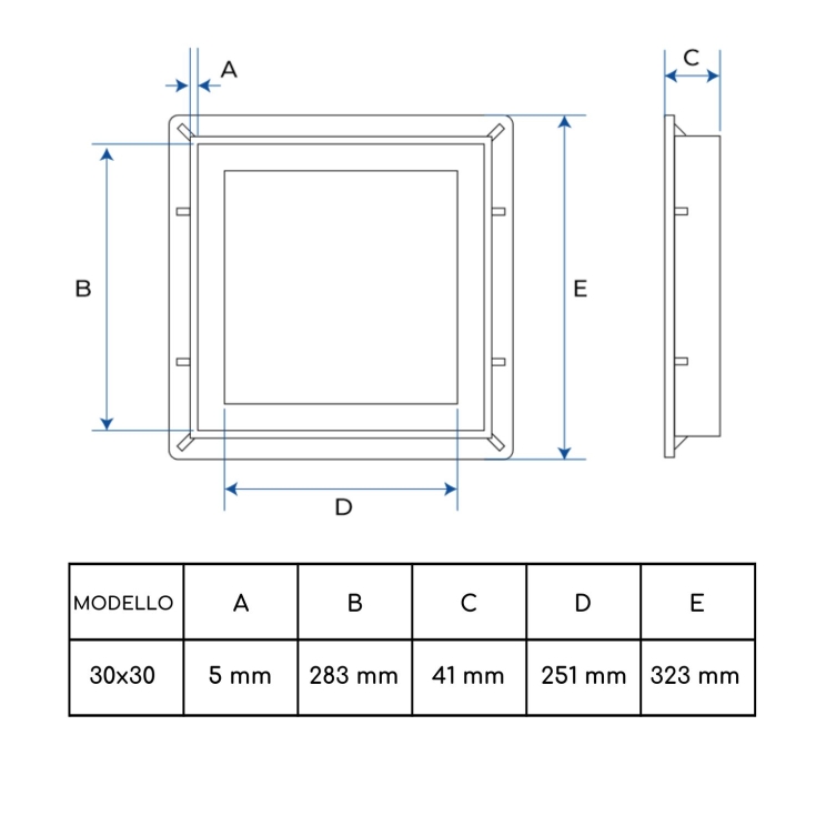Chiusino a griglia PVC completo di telaio DakotaDAKOTA