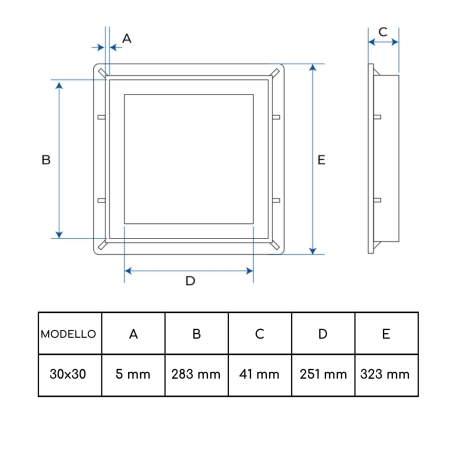 Chiusino a griglia PVC completo di telaio DakotaDAKOTA