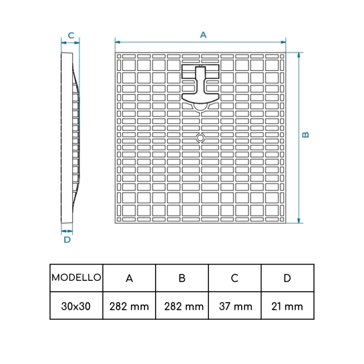 Chiusino a griglia PVC completo di telaio DakotaDAKOTA