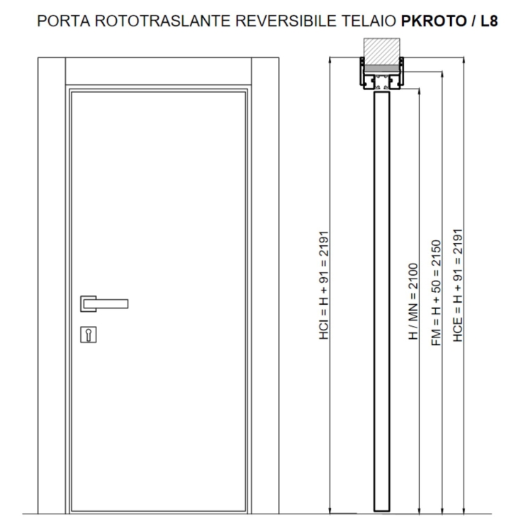Porta a rototraslante reversibile bianca laccata CL -3