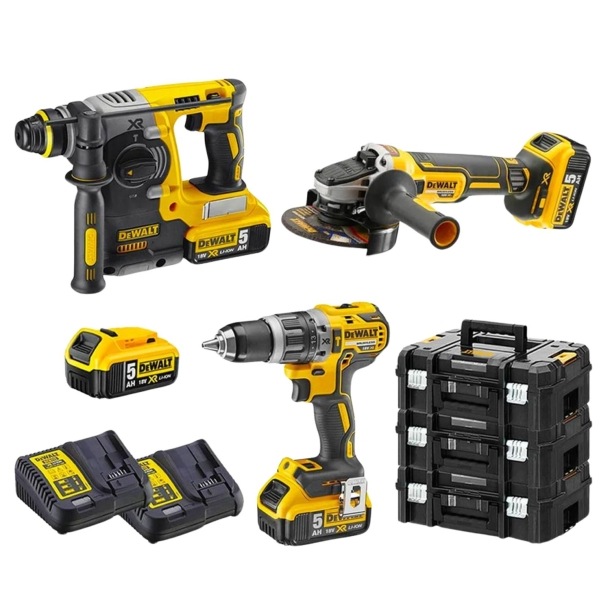 KIT DeWalt 18V: Tassellatore + Avvitatore Percussione + Smerigliatrice TSTAK -1
