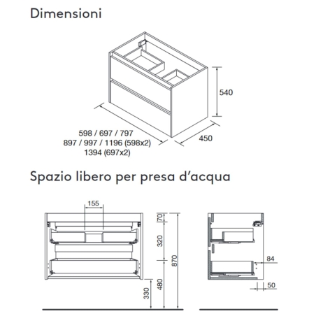 Mobile sospeso bagno classic 80x54cm Noja 800 Salgar | Competo -3