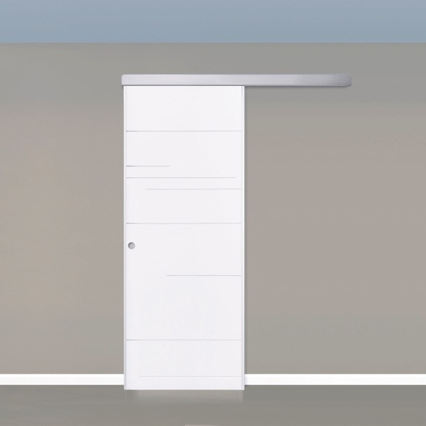 Porta scorrevole esterno muro bianca laccata CROSS -1