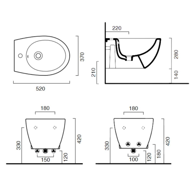 Bidet sospeso 52x37 cm Catalano Italy 52 bianco satinato -4