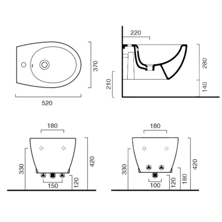 Bidet sospeso 52x37 cm Catalano Italy 52 bianco satinato -4