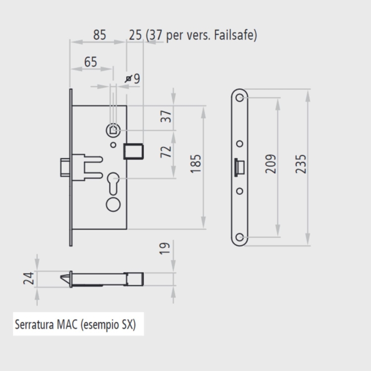 Serratura elettrica antipanico NINZ MAC1 SX|porte Univer e Proget -2