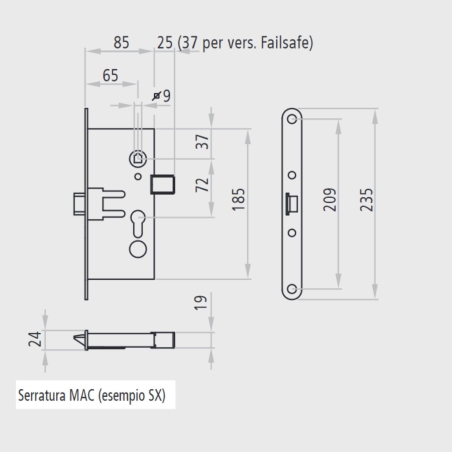Serratura elettrica antipanico NINZ MAC1 SX|porte Univer e Proget -2