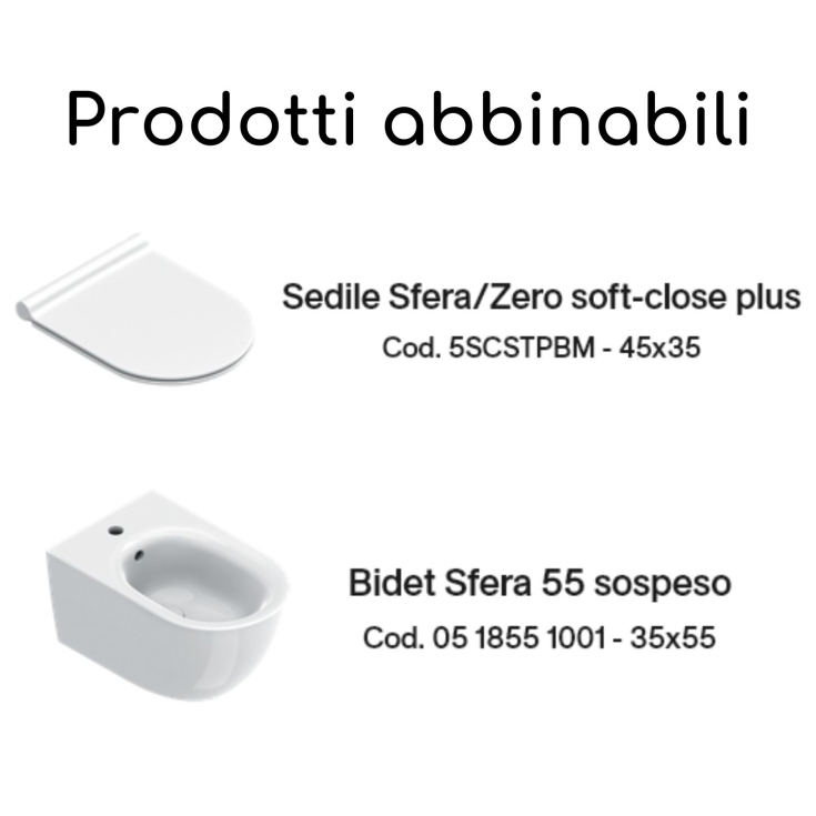 Wc sospeso 55x35 Sfera 55 Catalano bianco opaco -4