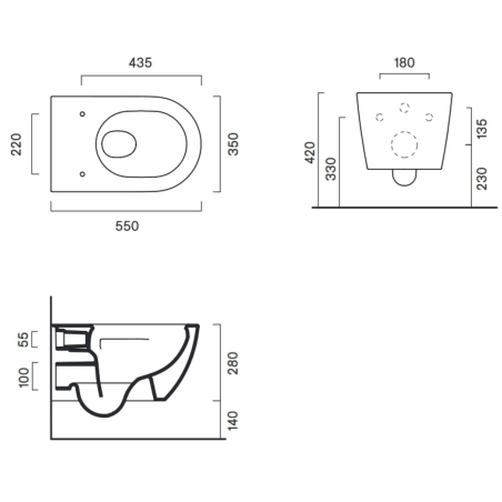 Wc sospeso 55x35 Sfera 55 Catalano bianco opaco -5