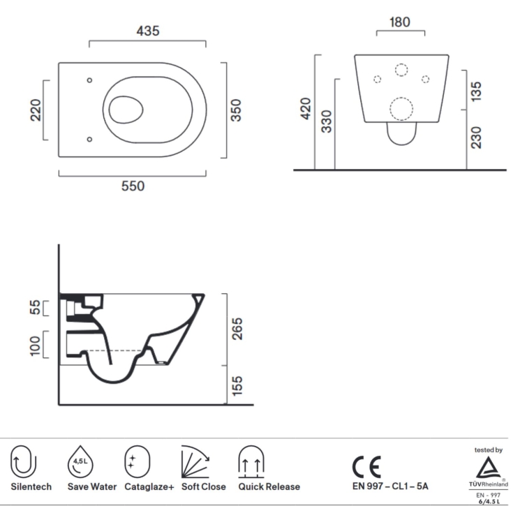 copy of Wc sospeso 55x35 Sfera 55 traslato Catalano bianco opaco -3