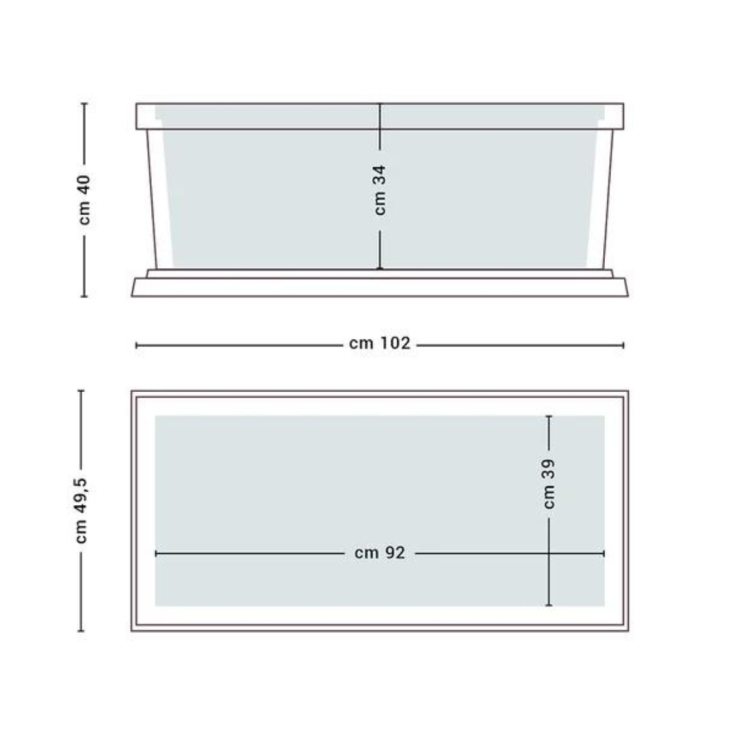 Fioriera rettangolare 100x47cm in polietilene liscia Rome Monacis -6