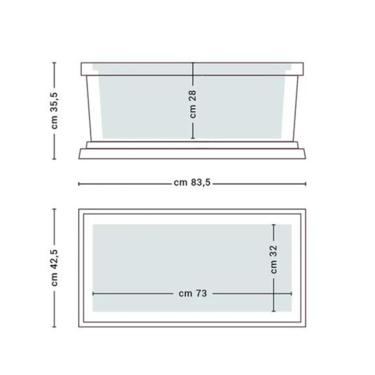 Fioriera rettangolare 80x40cm in polietilene liscia Rome Monacis -6