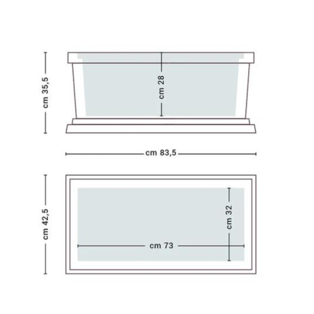 Fioriera rettangolare 80x40cm in polietilene liscia Rome Monacis -6