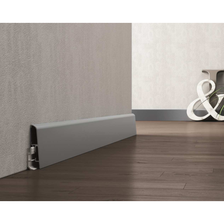 Battiscopa alluminio argento Metal Line 93 + 5 Supporti -3