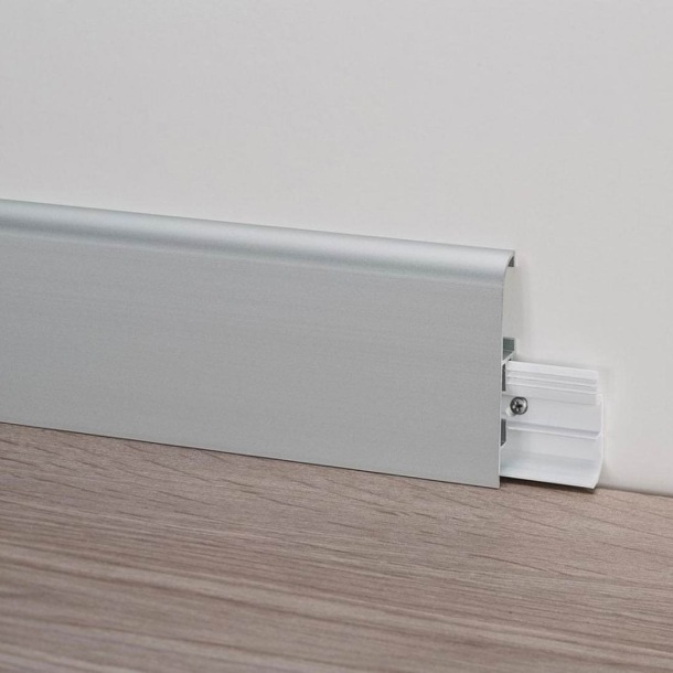 Battiscopa alluminio argento Metal Line 93 + 5 Supporti -1