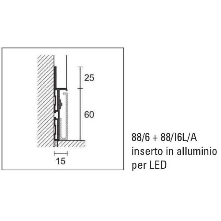 Battiscopa filomuro illuminato PROLIGHT METAL LINE 88/I6L/A -4