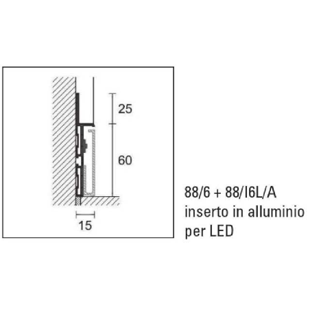 Battiscopa filomuro illuminato PROLIGHT METAL LINE 88/I6L/A -4