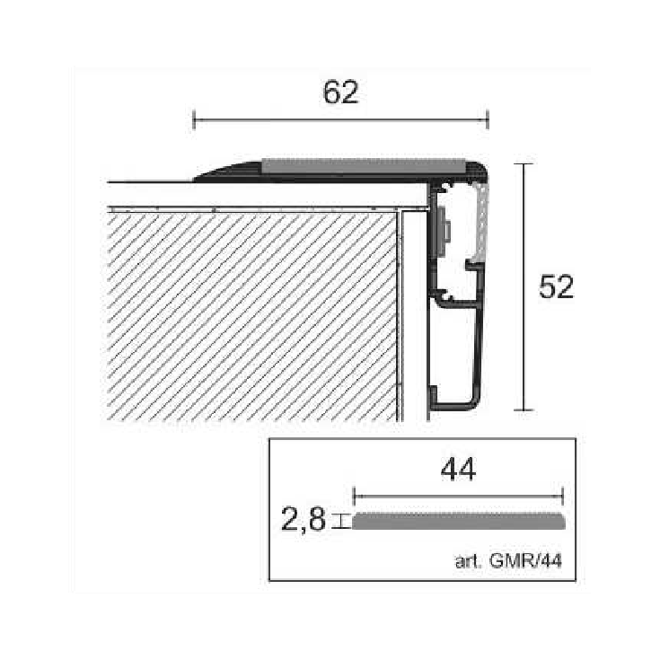 Terminale DX Profilo paragradino luminoso PROLIGHT PROTECT 126/L/F -5