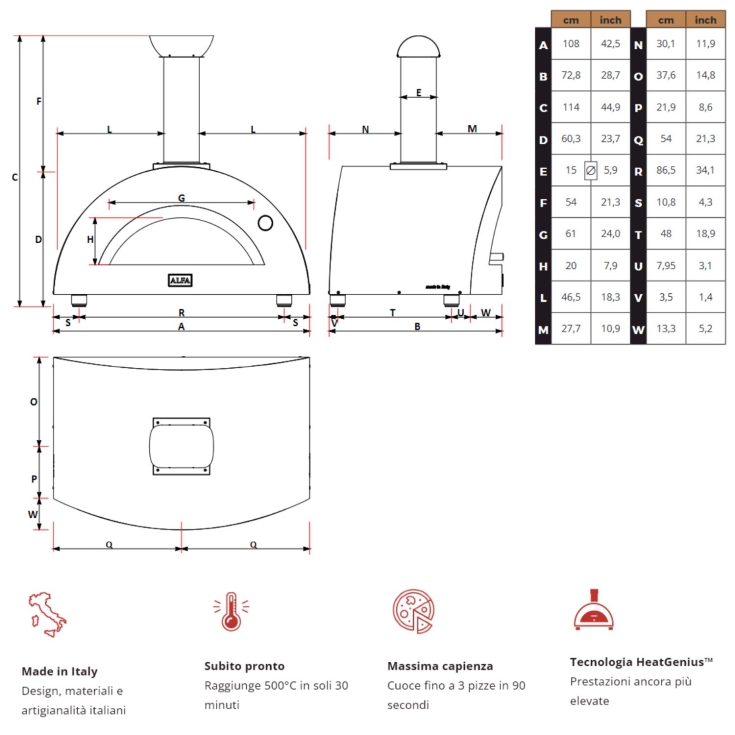 Forno a LEGNA 3 pizze Grigio ardesia ALFA REFRATTARI Moderno -4