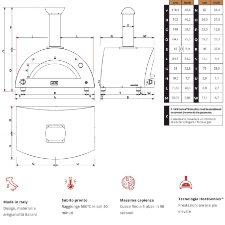 Forno a GAS 5 pizze Giallo ALFA REFRATTARIALFA FORNI