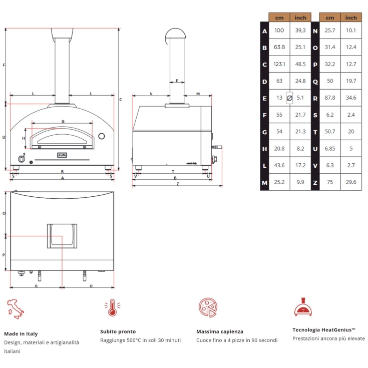 Forno a gas 2 pizze linea Futuro FXFT-2P-GSB - Alfa Forni -9