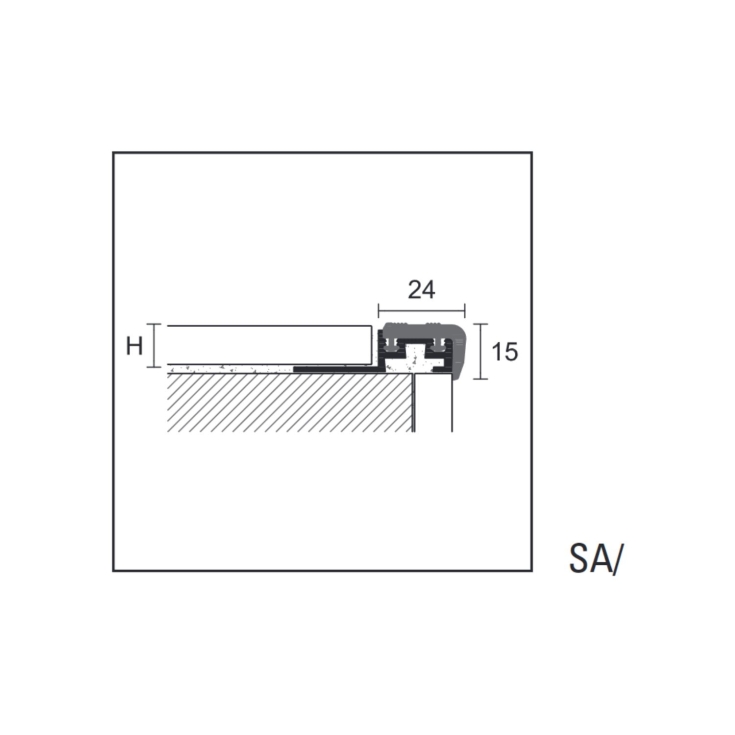 Profilo per scale in alluminio e PVC Grigio scuro SA Cerfix Prostep -2