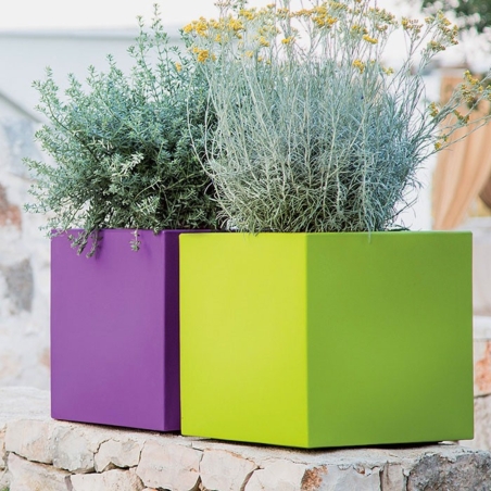 Vaso da giardino colorato quadrato 40 cm Cube Monacis -19