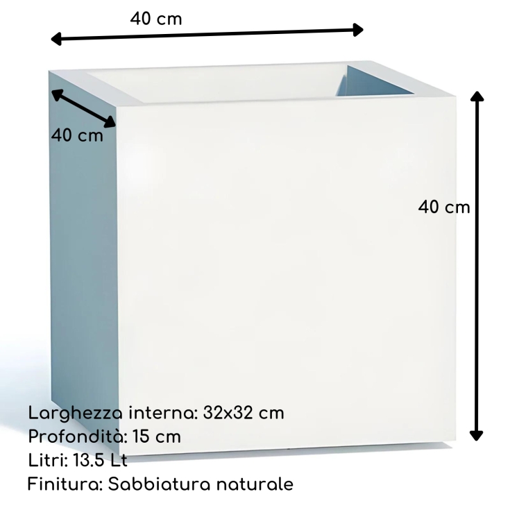 Vaso da giardino colorato quadrato 40 cm Cube Monacis -10