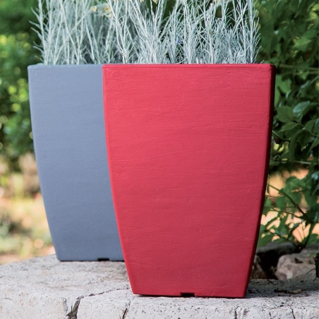 Vaso giardino colorato 38cm in polietilene Adone Square Monacis -14