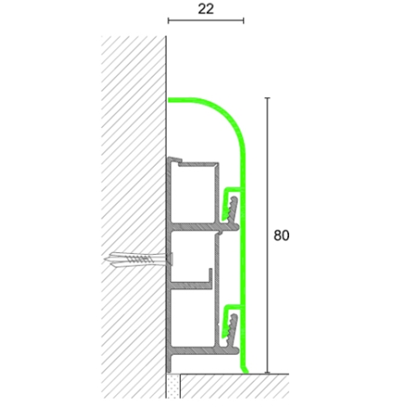 copy of Battiscopa alluminio anodizzato per applicazioni di pannelli in cartongesso Metal Line 100 -1