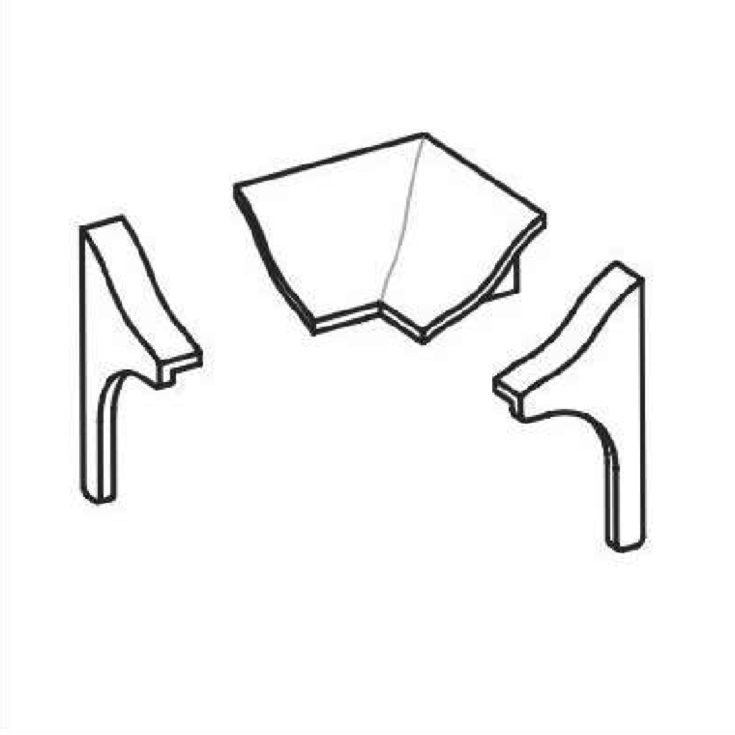 Kit: 1pz 180cm + 2pz 90cm + 2 angoli interni e terminali DX/SX Sanibord - Profilpas -2