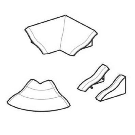 Kit: 1pz 180cm + 2pz 90cm + 2 angoli interni e terminali DX/SX Sanibord - Profilpas -3