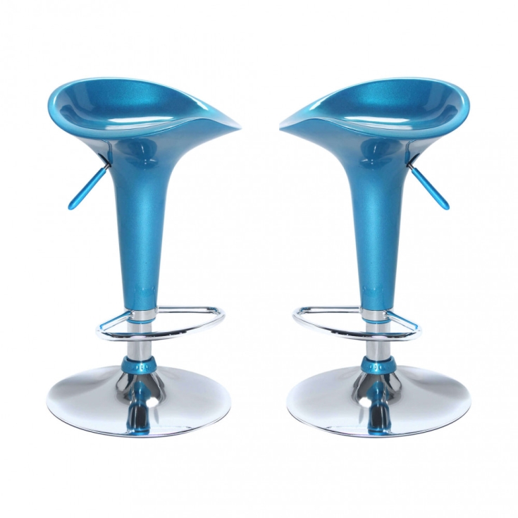 Sgabello girevole e regolabile in ABS blu - HARLAN -2