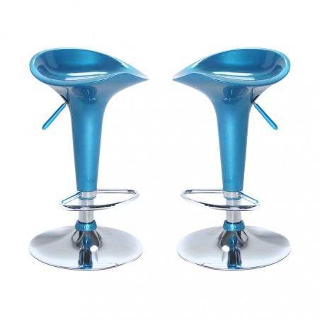 Sgabello girevole e regolabile in ABS blu - HARLAN -2