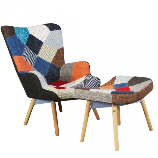 Poltrona con poggiapiedi versailles patchwork -1