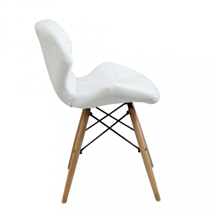 Sedia moderna bianca con gambe in legno rivestita in PU - Annapolis -2