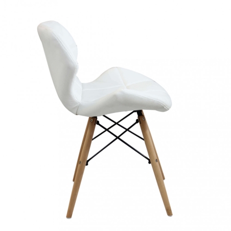 Sedia moderna bianca con gambe in legno rivestita in PU - Annapolis -2