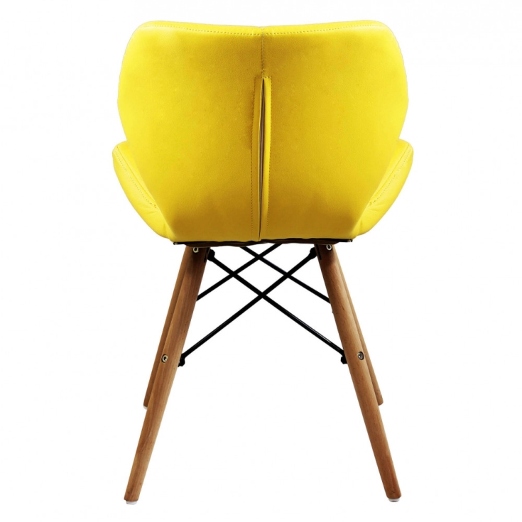 Sedia moderna bianca con gambe in legno rivestita in PU - Annapolis -5