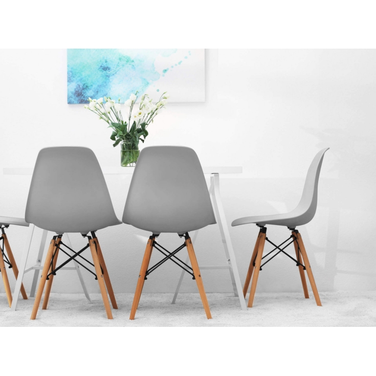 Sedia in polipropilene e gambe in legno grigia - Moritz -4