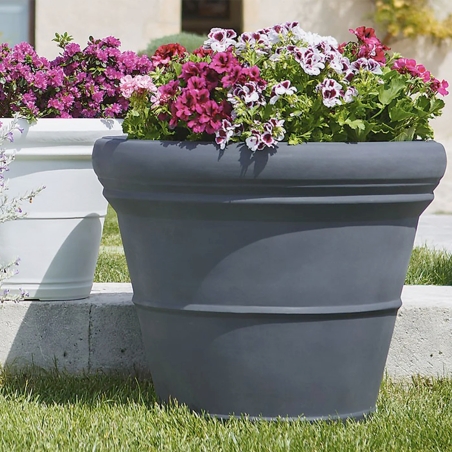 Vaso da giardino Ø 40 cm doppiobordo liscio 40 Rome Monacis -3
