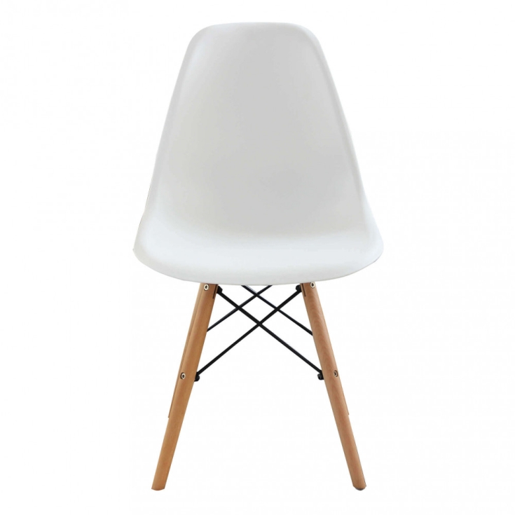 Sedia in polipropilene e gambe in legno bianca - Moritz -5