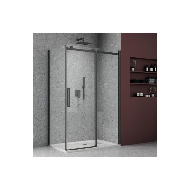 Lato fisso per box doccia nero due ante cristallo 8 mm BMA901BK -1
