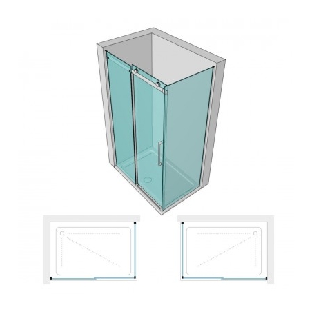 Lato fisso per box doccia nero due ante cristallo 8 mm BMA901BK IBISCO -3