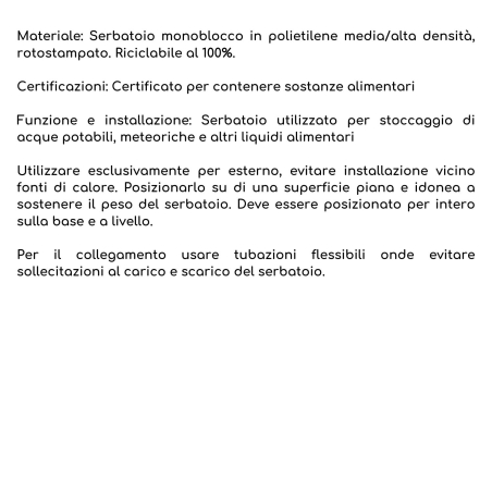 Serbatoio acqua orizzontale 500 litri PE atossico da esterno -8