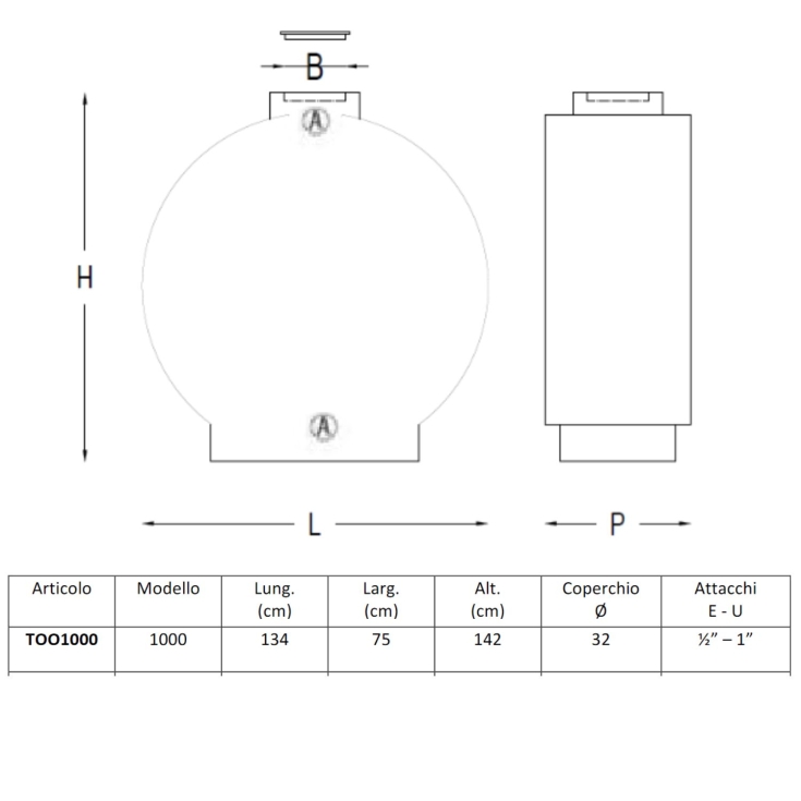Serbatoio 1000 litri passaporte in polietilene da esterno -4