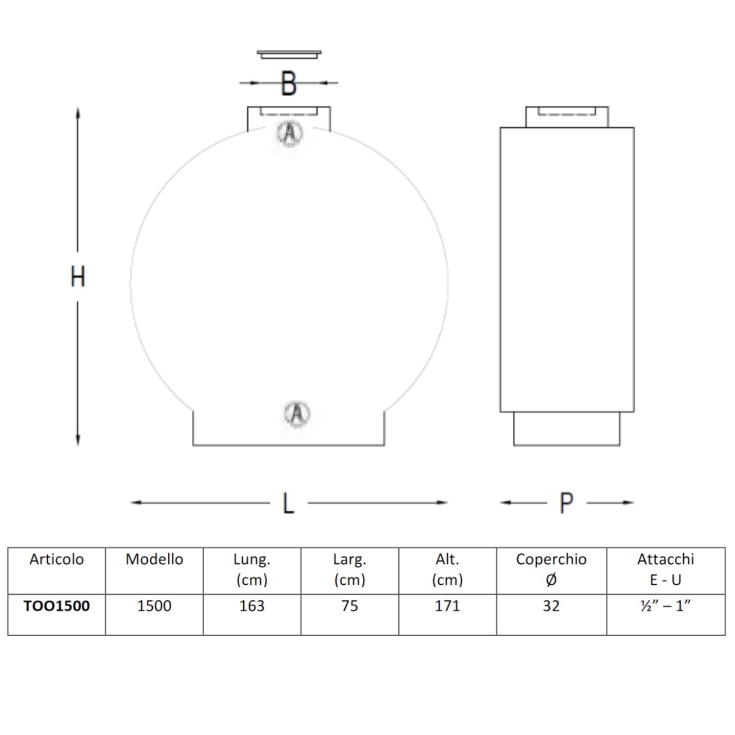 Serbatoio 1500 litri passaporte in polietilene da esterno -4