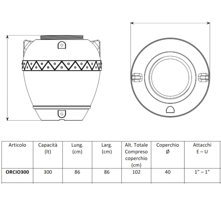 Serbatoio per acqua 500 litri polietilene Orcio -7