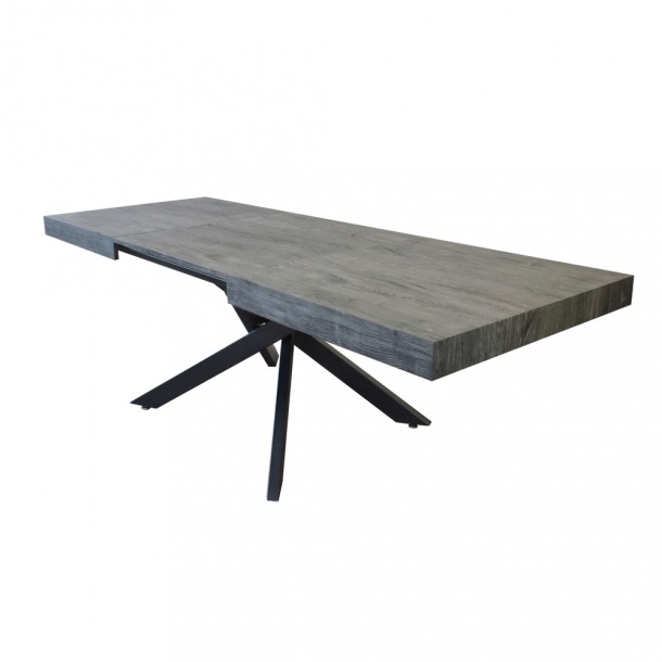 TAVOLO ALLUNGABILE DARREN ANTRACITE EFFETTO LEGNO STRUTTURA NERA 160/240 X 90