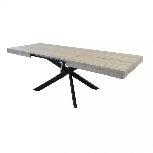 TAVOLO ALLUNGABILE DARREN NATURALE CON VENATURE STRUTTURA NERA 160/240 X 90